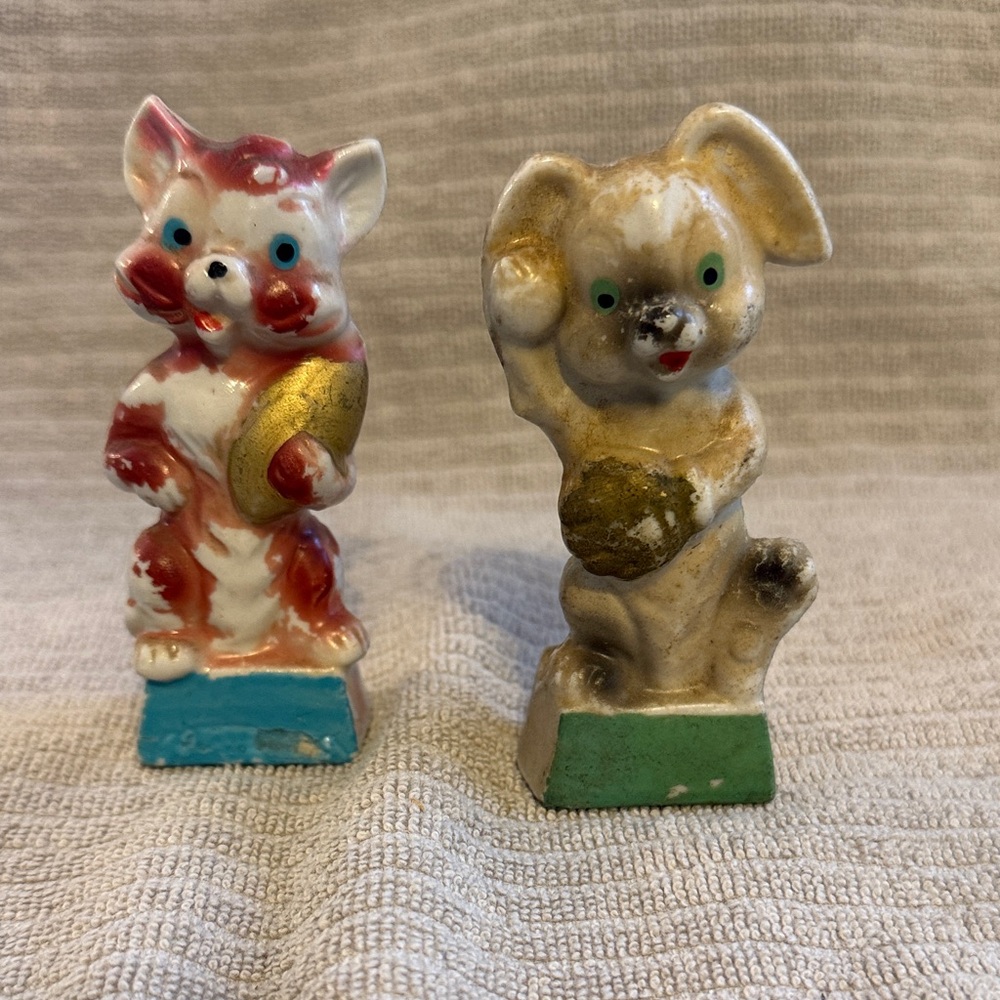 Vintage Animal Figurines with Gold Accents